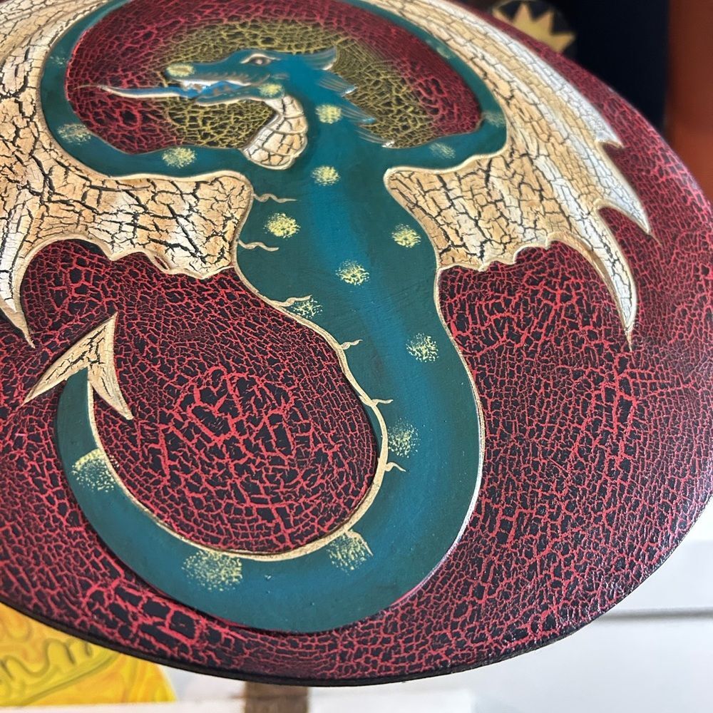 Vintage 15.75" Green Dragon Fantasy Whimsy Wall Art Handcarved - Picture 2 of 12